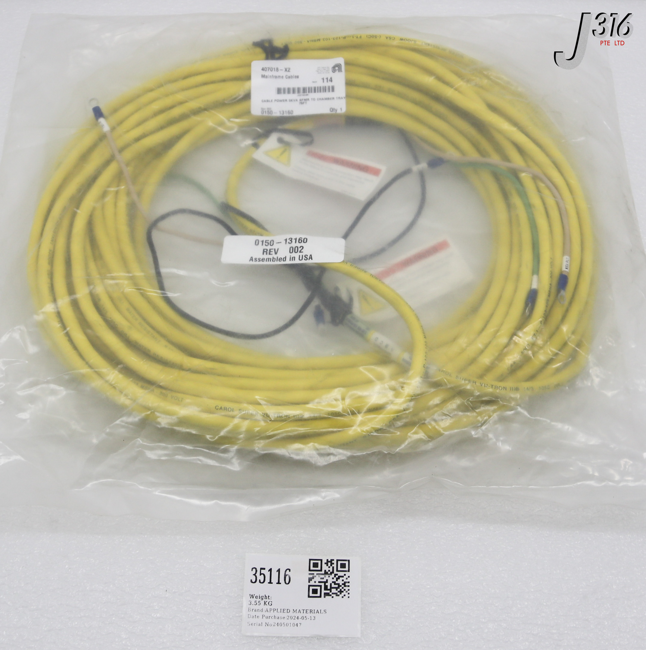 NEW YEAR ㊴ 35116 APPLIED MATERIALS CABLE, POWER 5KVA SFMR TO CHMBR TRAY (NEW